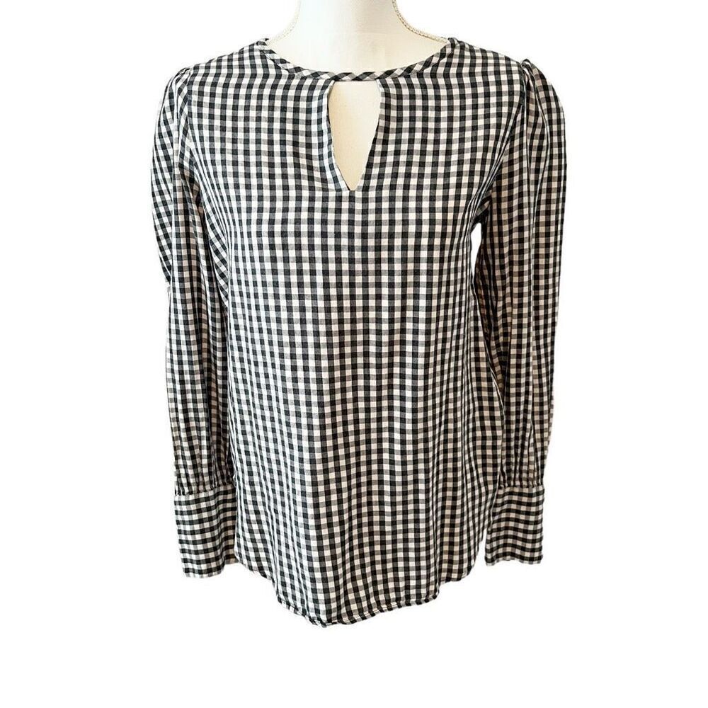LOFT Black and Pink Long Sleeve Tunic Cotton Blouse Size Small